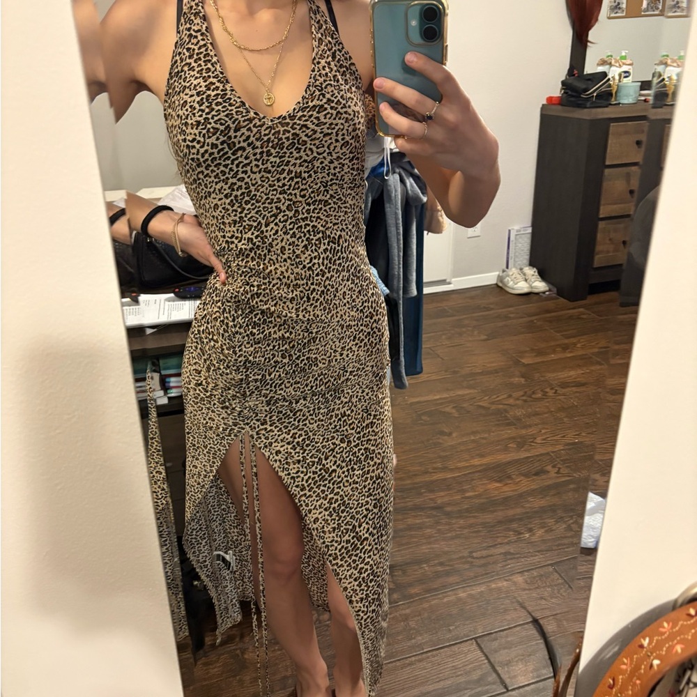 SHEIN Asymmetrical Leopard Print Dress